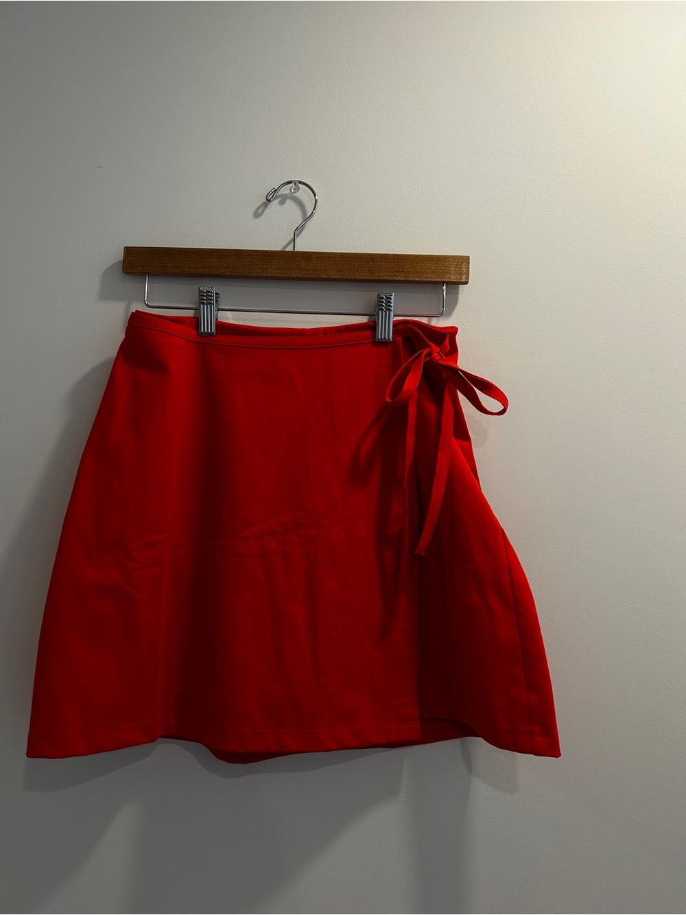 girlfriend collective Red Tie-Detail A-Line Skirt